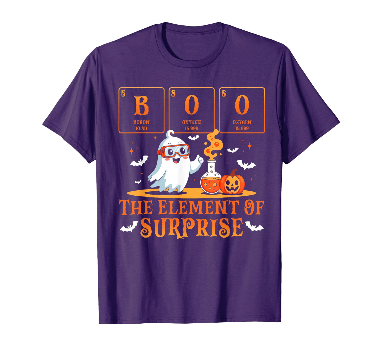 Halloween Chemistry Boo The Element of Surprise Cute Ghost T-Shirt