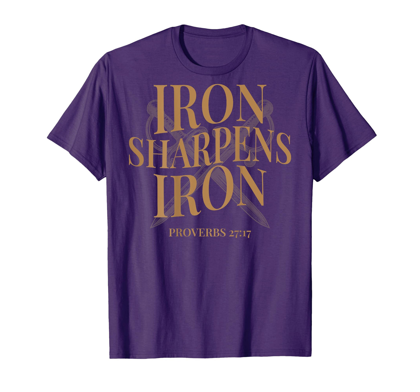 (ON BACK) Iron Sharpens Iron Bible Verses Christian Gym Mens T-Shirt