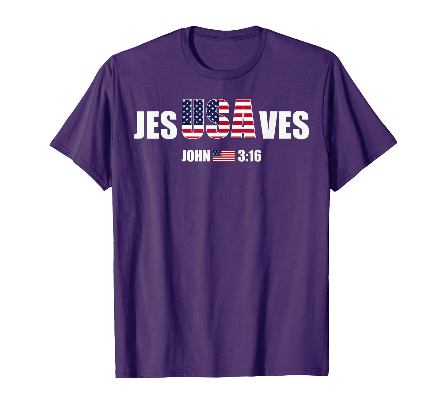 Jesus Saves JesUSAves USA American Flag Patriotic Christian T-Shirt