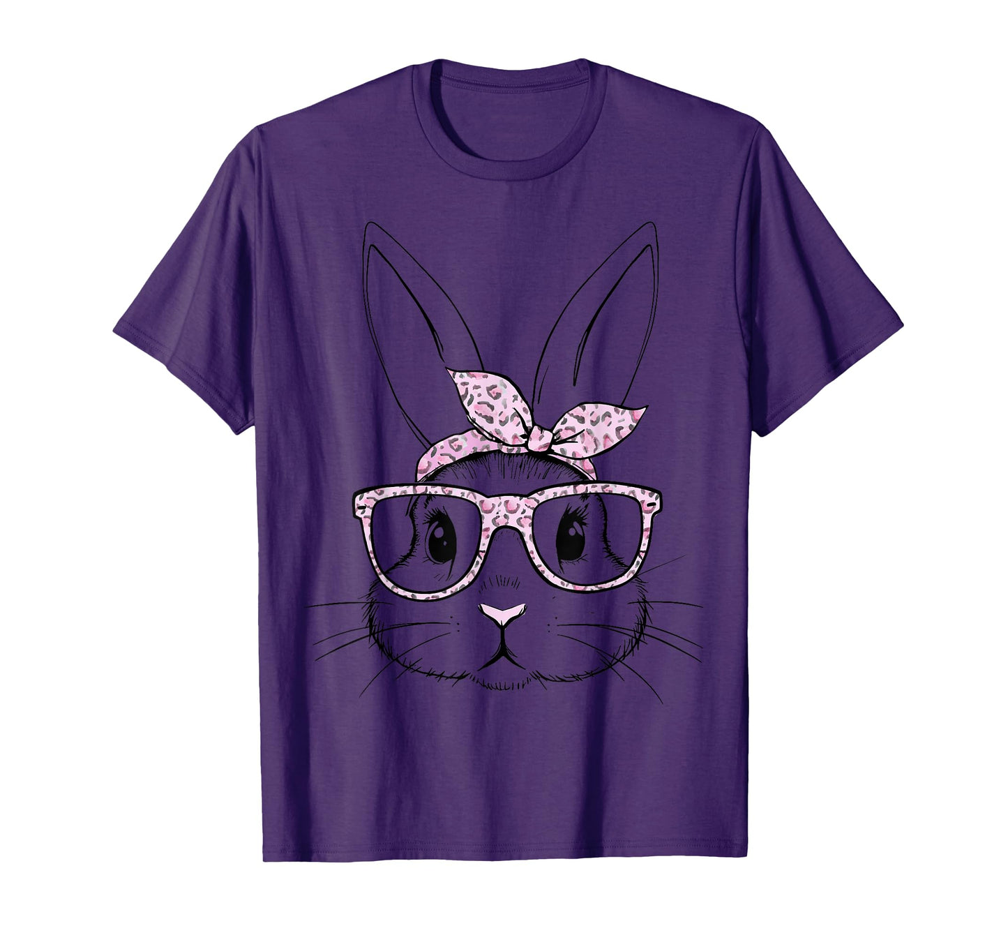 Cute bunny rabbit leopard glasses bandana easter girls women T-Shirt