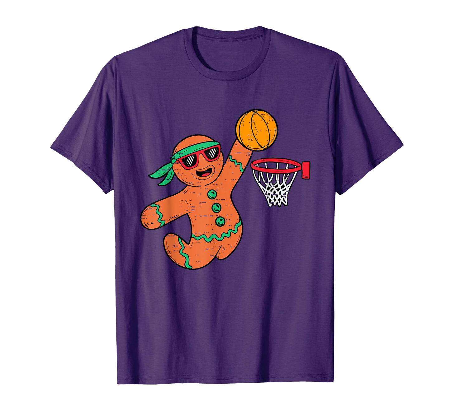 Funny Gingerbread Basketball Christmas Xmas Mens Boys Kids T-Shirt