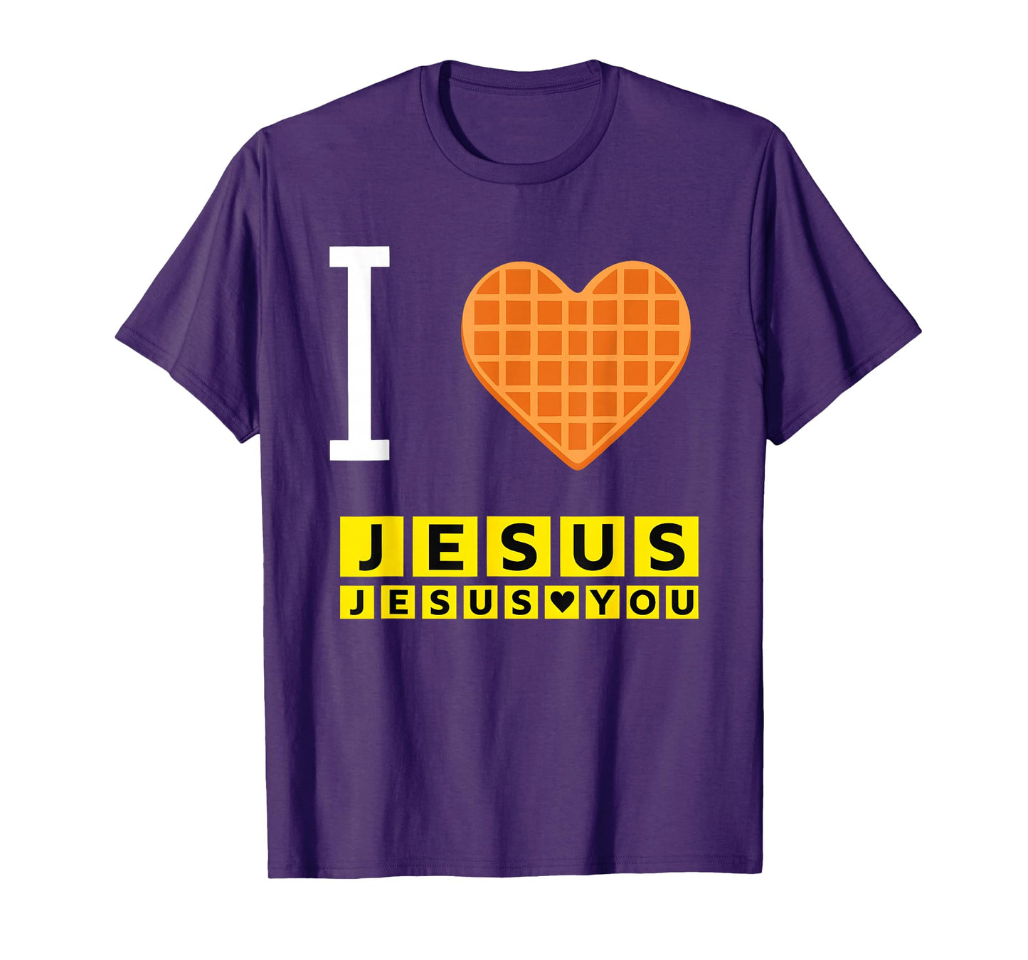 I Love Jesus Waffle Heart Funny Christian Breakfast T-Shirt