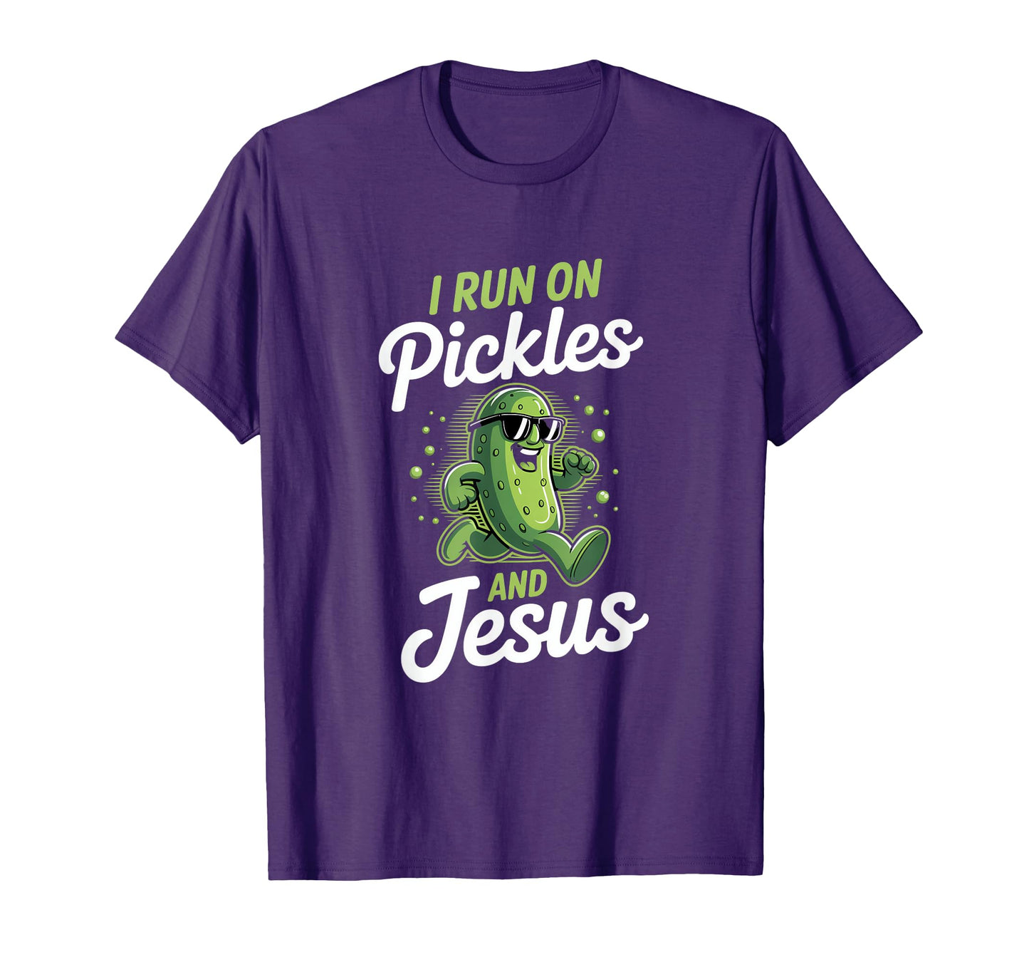 Funny Pickle Cucumber I Run on Pickles and Jesus T-Shirt