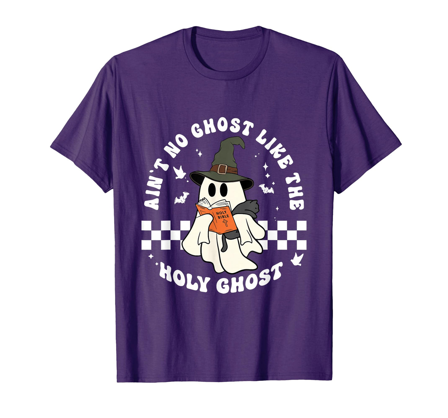 Funny Christian Ghost with Bible Retro Catholic Cute Faith T-Shirt