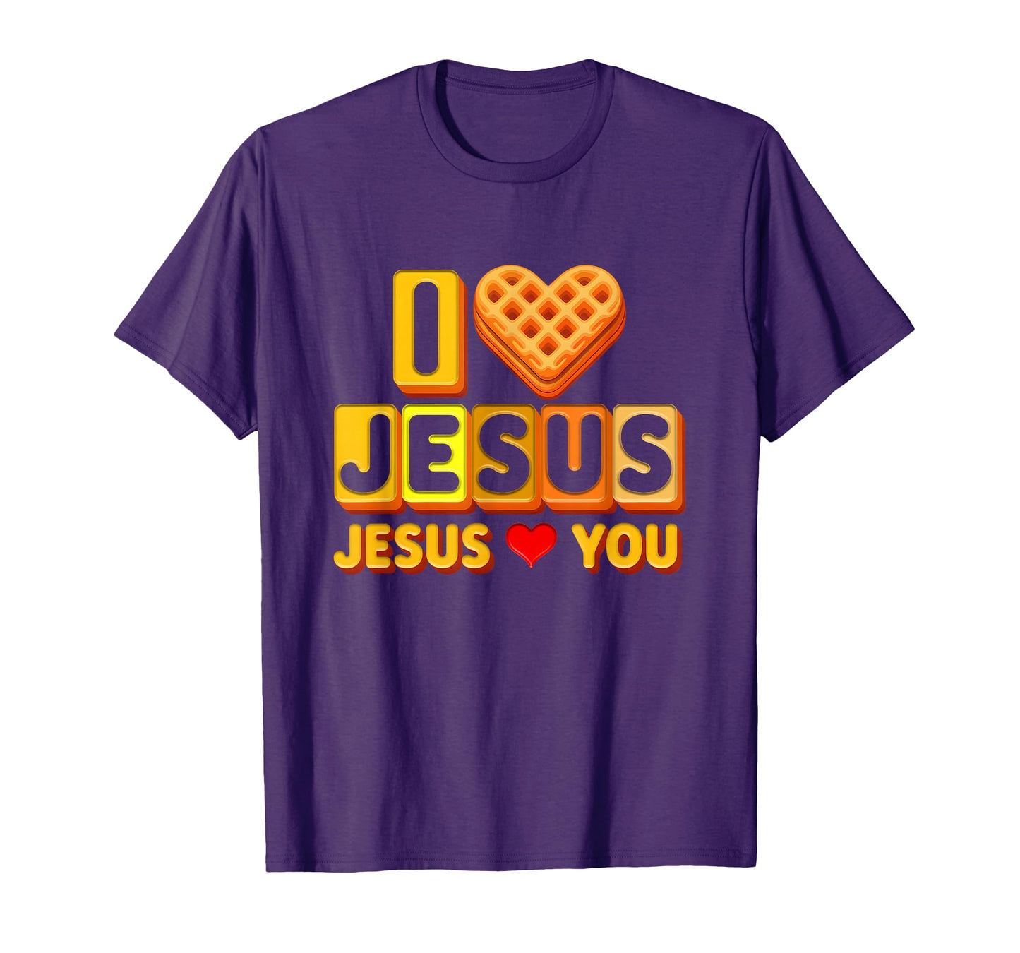 I Loves Jesus Waffle Heart Funny Christian Breakfast Cookie T-Shirt