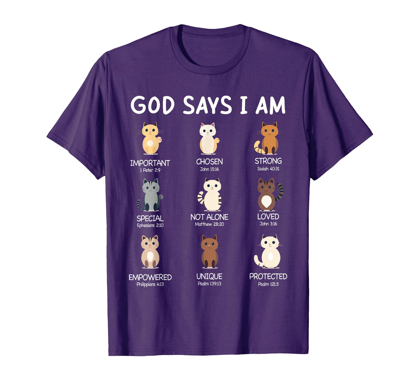 Cute God Says I Am Cat Lover Funny Christian Kids Girls T-Shirt