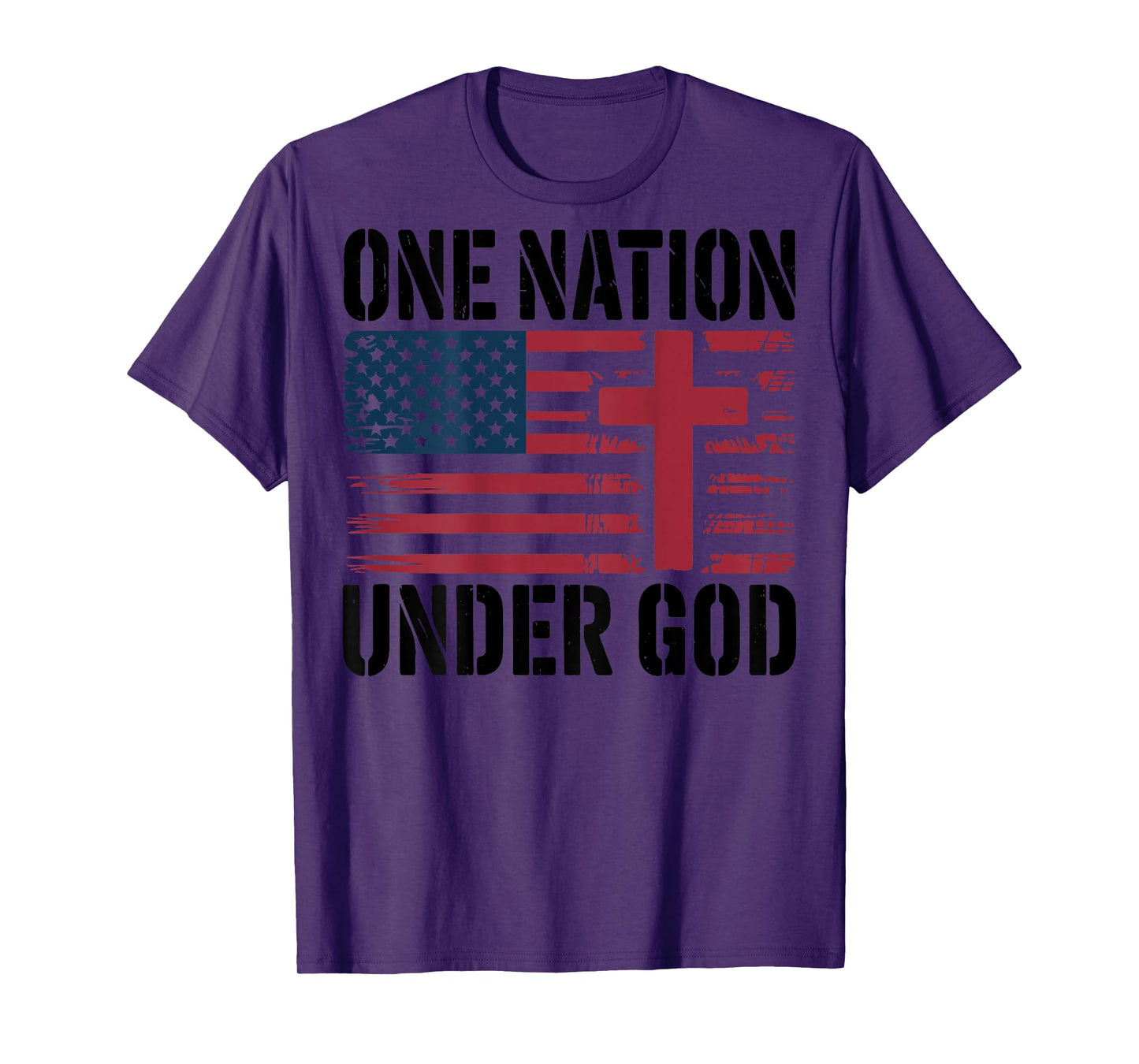 One Nation Under God American Flag Christian Patriotic Cross T-Shirt