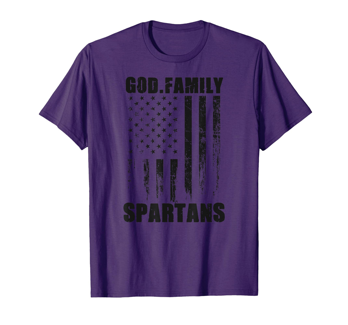 Waynesville Spartans God. Family. Vintage USA Flag T-Shirt