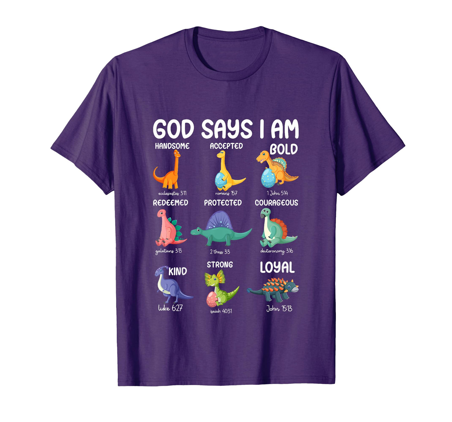 Kids God Says I Am Dinosaur Funny Dino Kids Boys Bible Verse T-Shirt