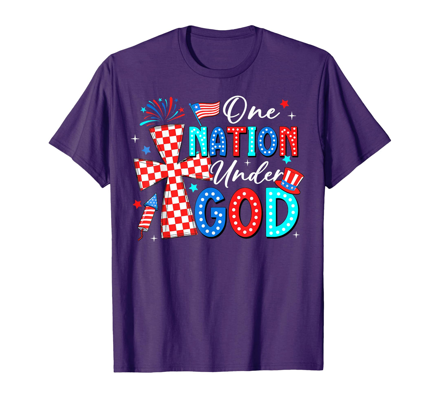 One Nation Under God Jesus 4th Of July Patriotic Christian T-Shirt