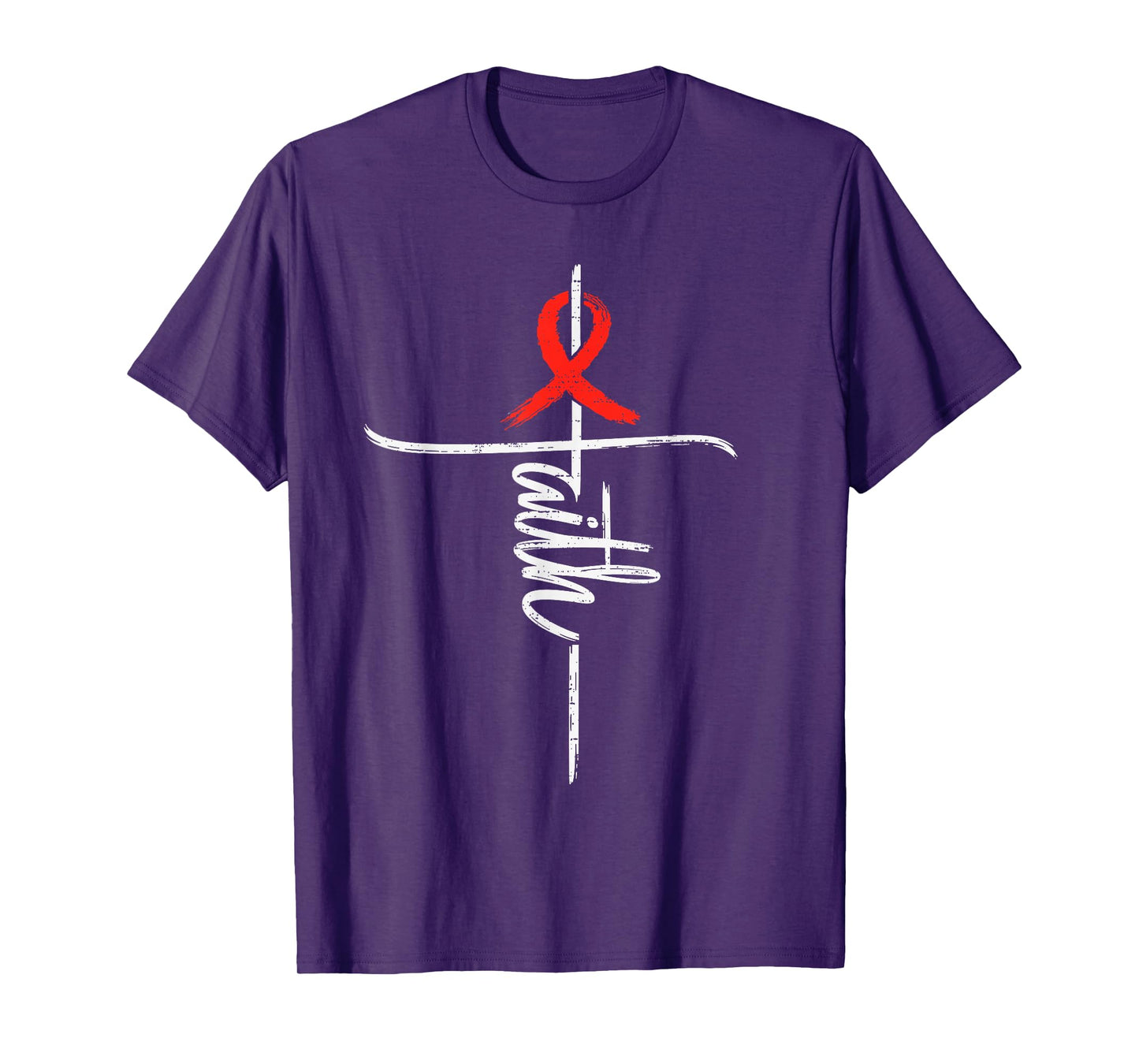 Faith Blood Cancer Awareness Ribbon Red Christian Religious T-Shirt