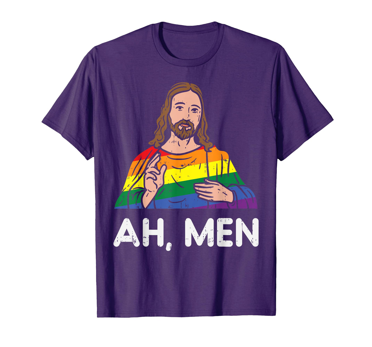 Ah Men Rainbow Gay Jesus Christian LGBT Pride Flag Men Gift T-Shirt