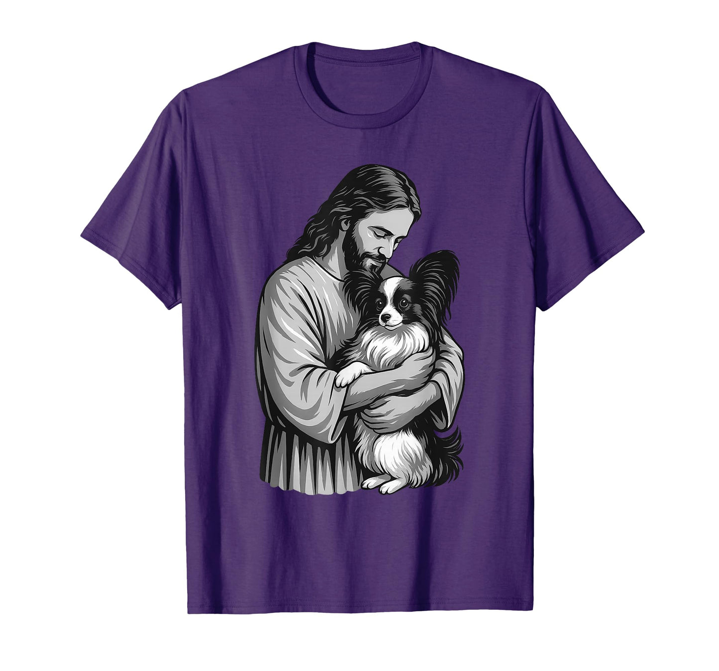 Papillon Dog And Jesus Christian Faith Dog Lover T-Shirt
