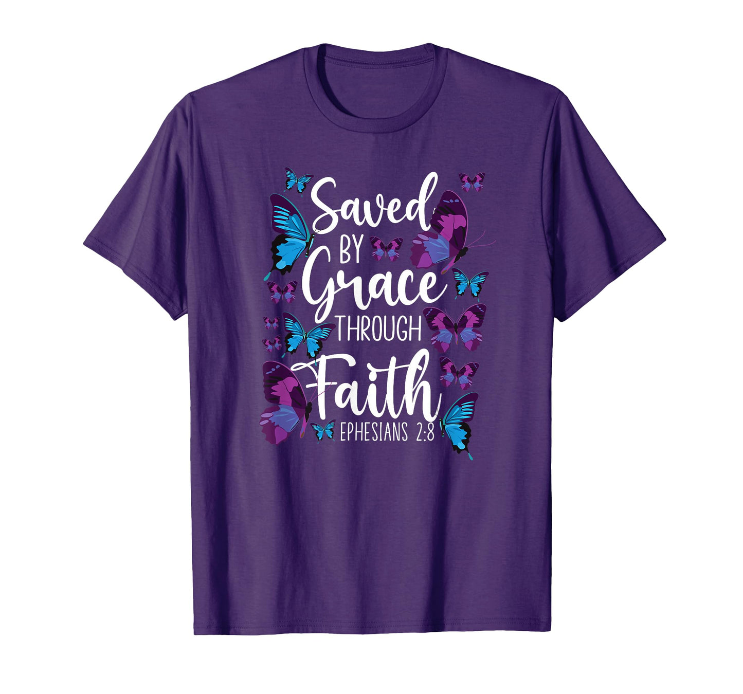 Christian Bible Verse Quote Butterfly Ephesians 2:8 T-Shirt