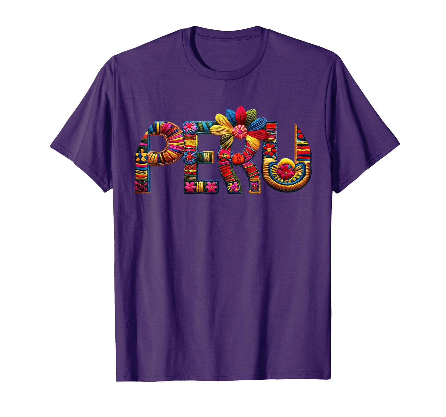 Graphic Peruvian Top with Embroidered Look T-Shirt