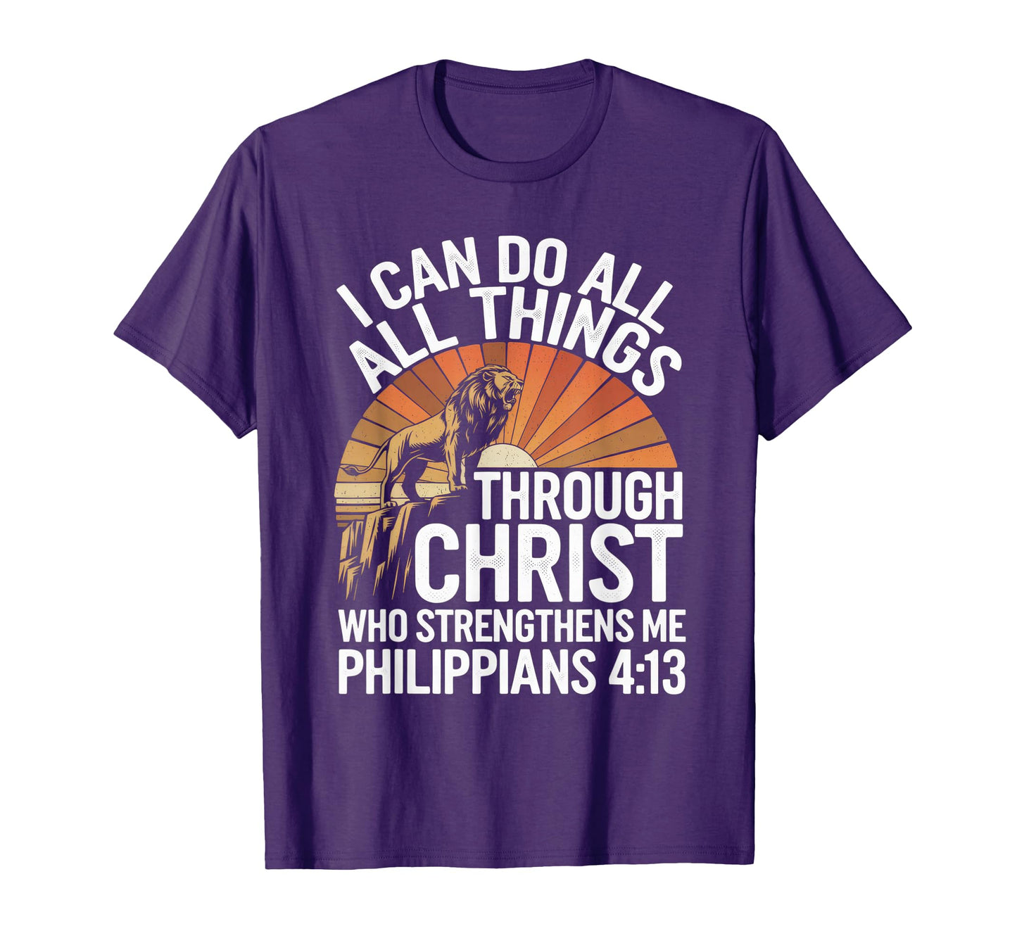 Christian Tshirt Philippians 4:13 Religious Lion Strengthens T-Shirt