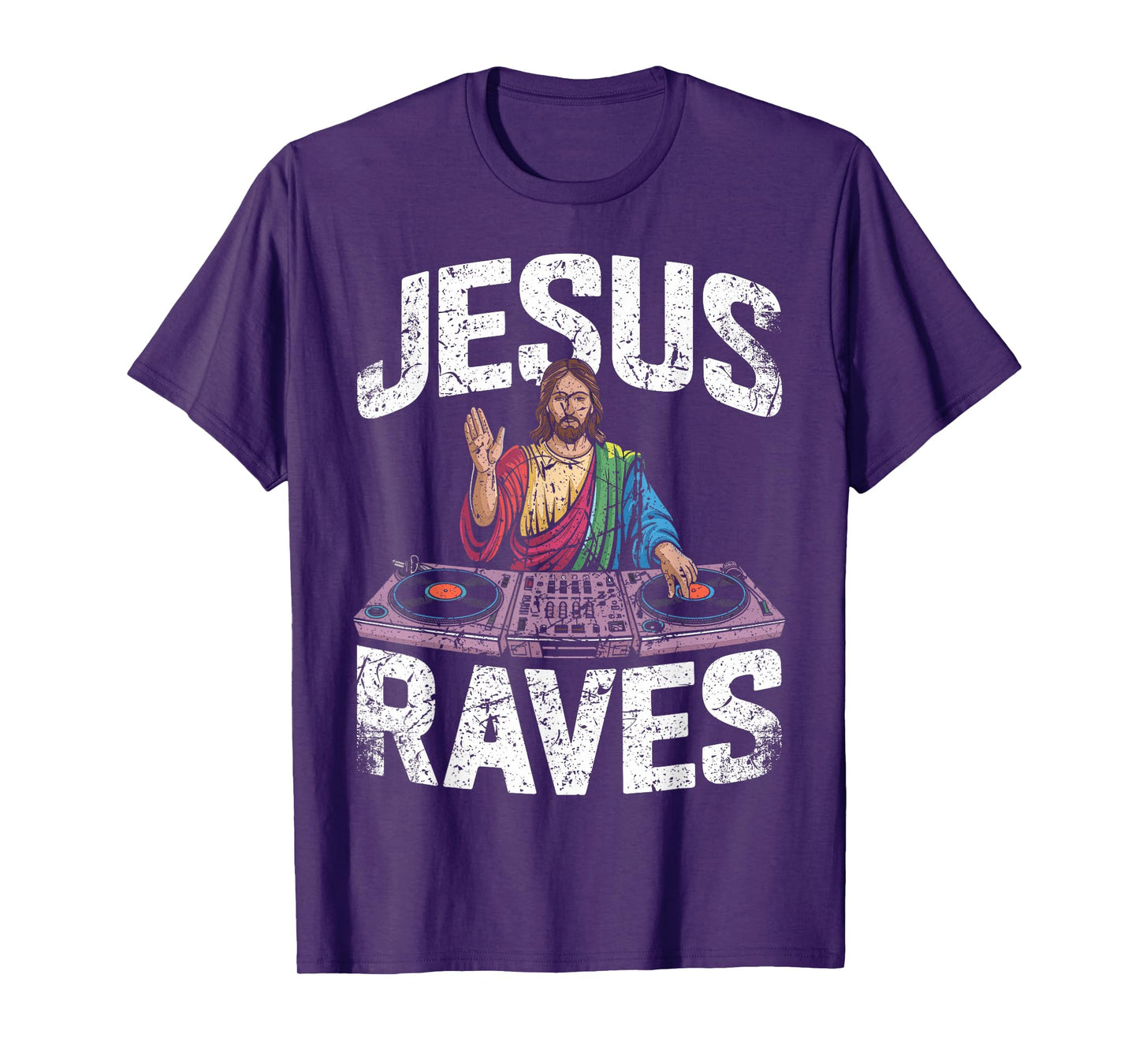 Jesus DJing at Rave Festival Party Celebration Design T-Shirt