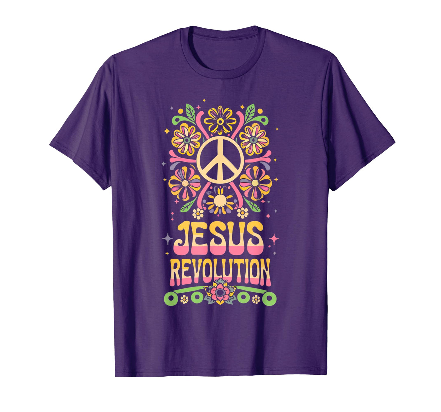 Jesus Revolution Christian Faith Retro Groovy Hippie Flower T-Shirt