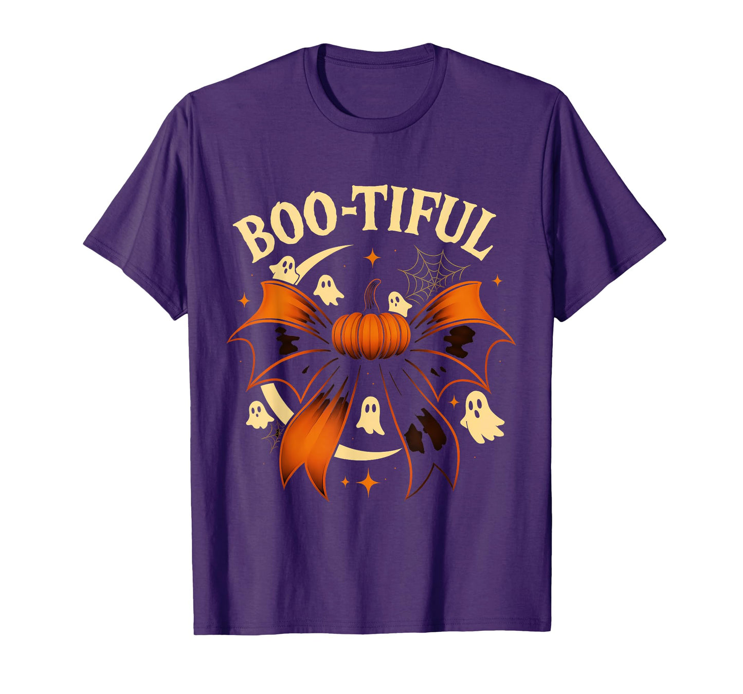 Bootiful Funny Halloween Coquette Bow Pumpkin Ghost Spooky T-Shirt