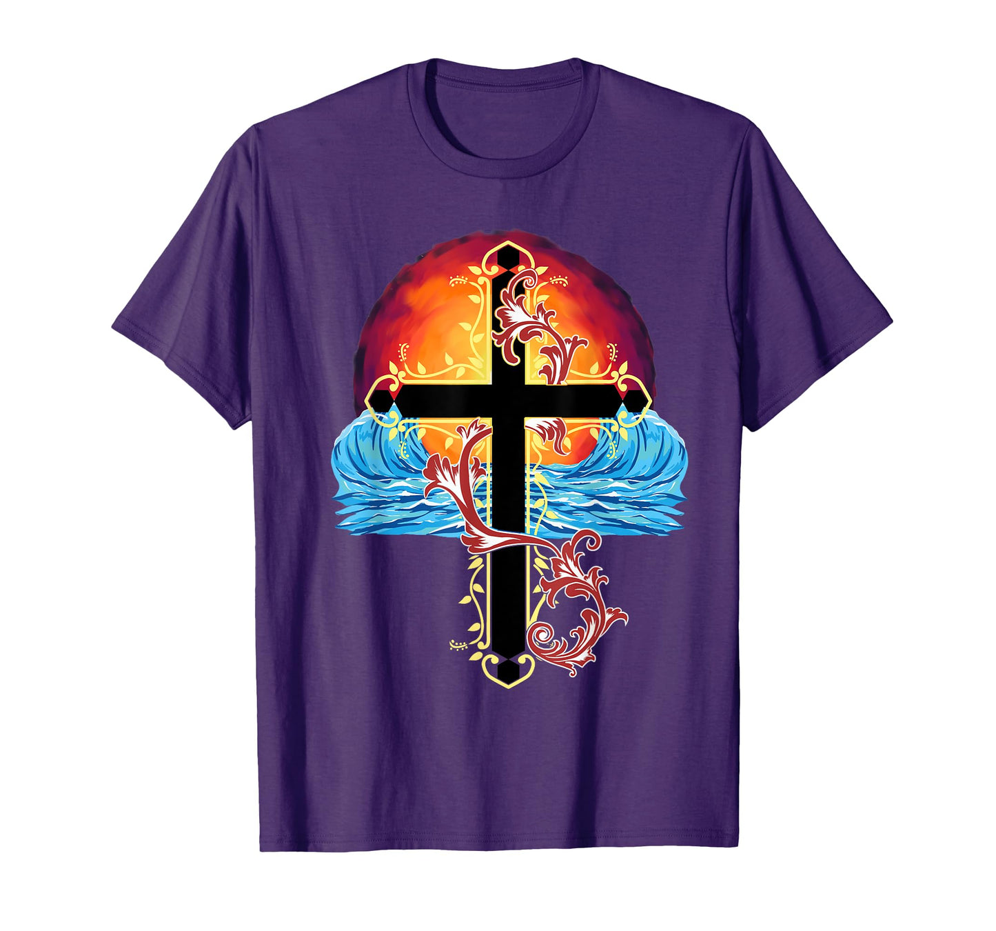 Cross Sea Sunset Jesus T-Shirt
