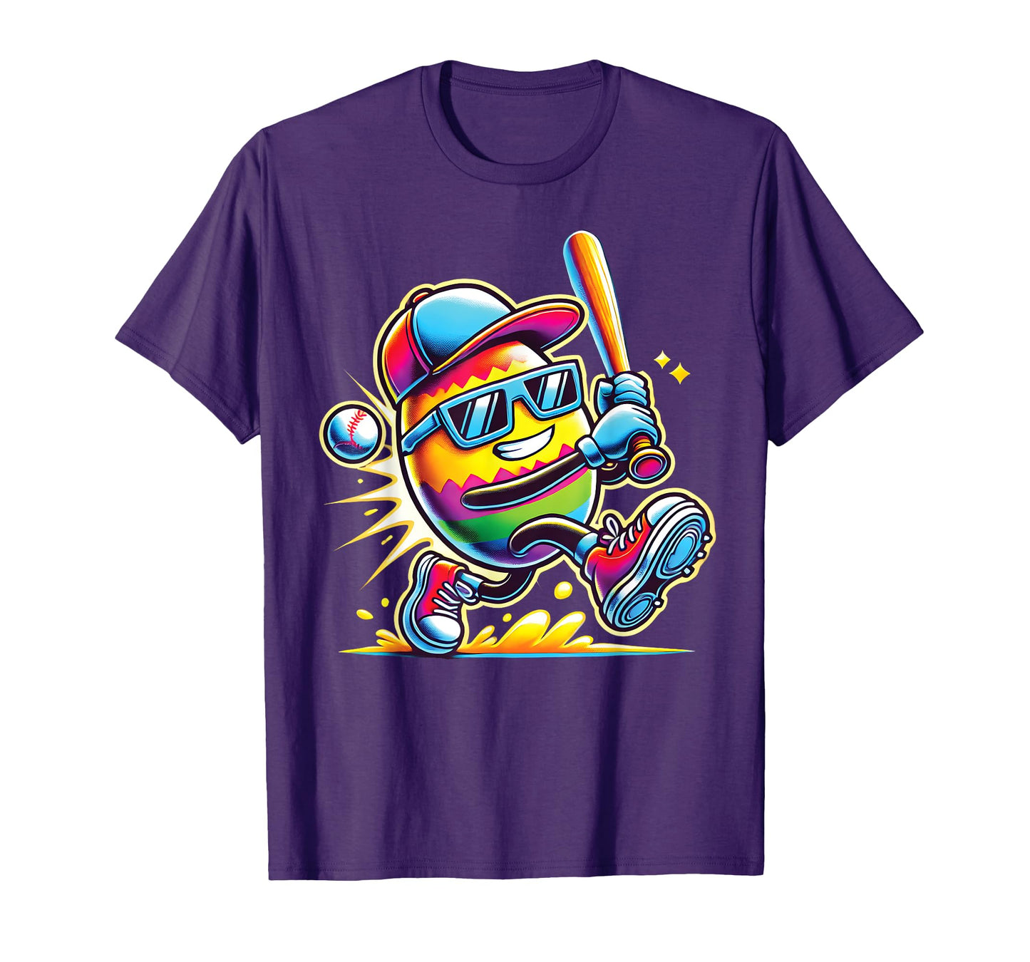 Easter Bunny Egg Playing Baseball Boys teen Kids Baseball T-Shirt