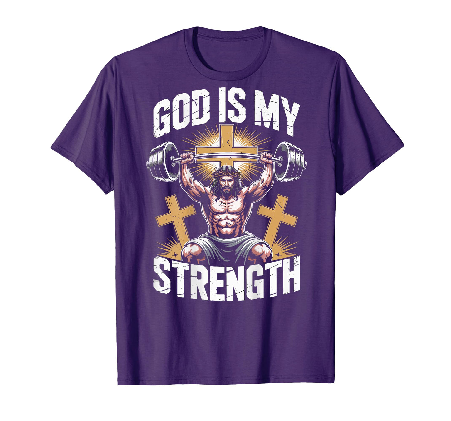 Christian Workout God is My Strength Jesus Gym Faith-Fitness T-Shirt