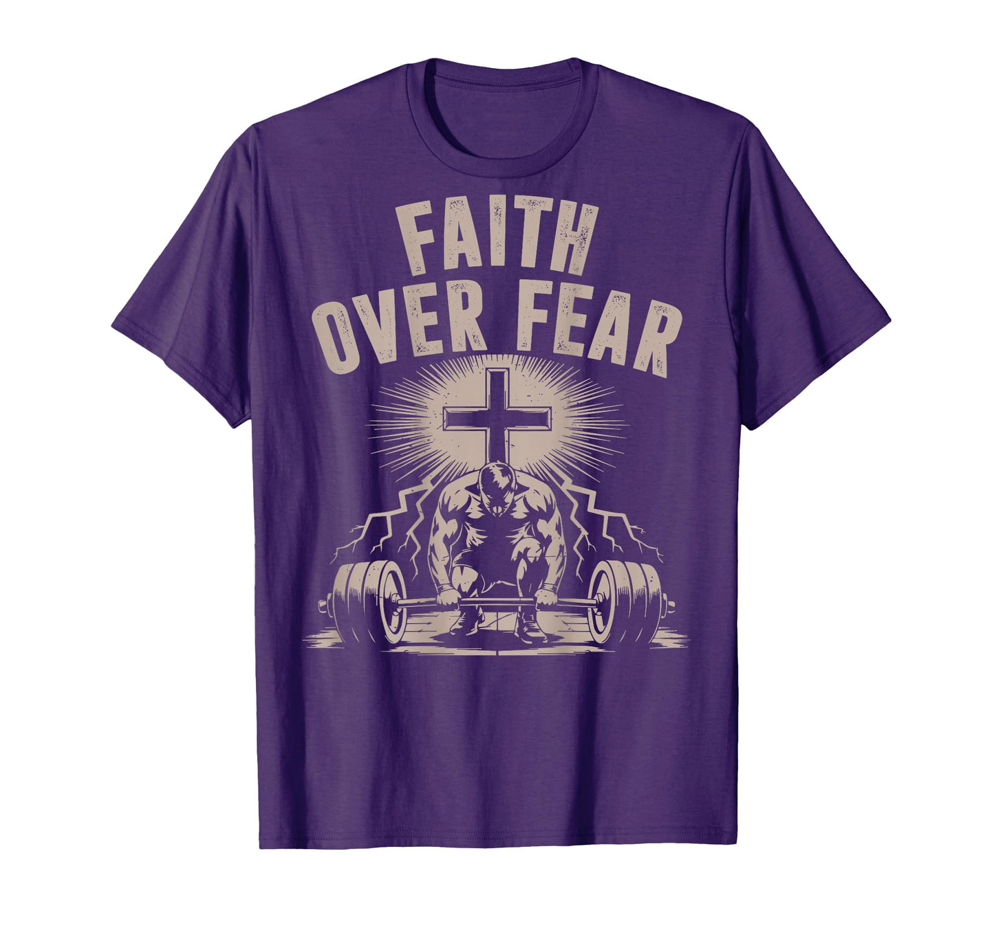 Faith Over Fear Funny Christian Workout Gym Jesus Men Women T-Shirt