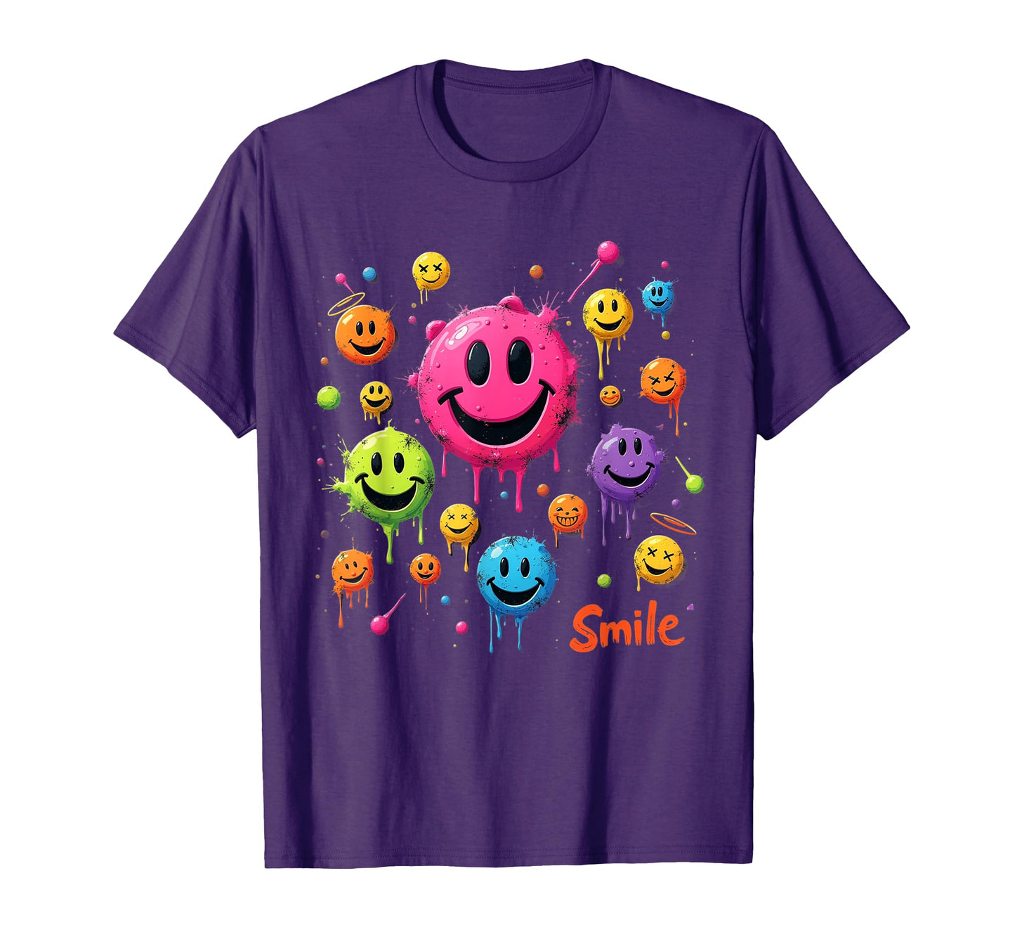 Smile Face Emoticons Fun Vivid Smileys Graphic T-Shirt