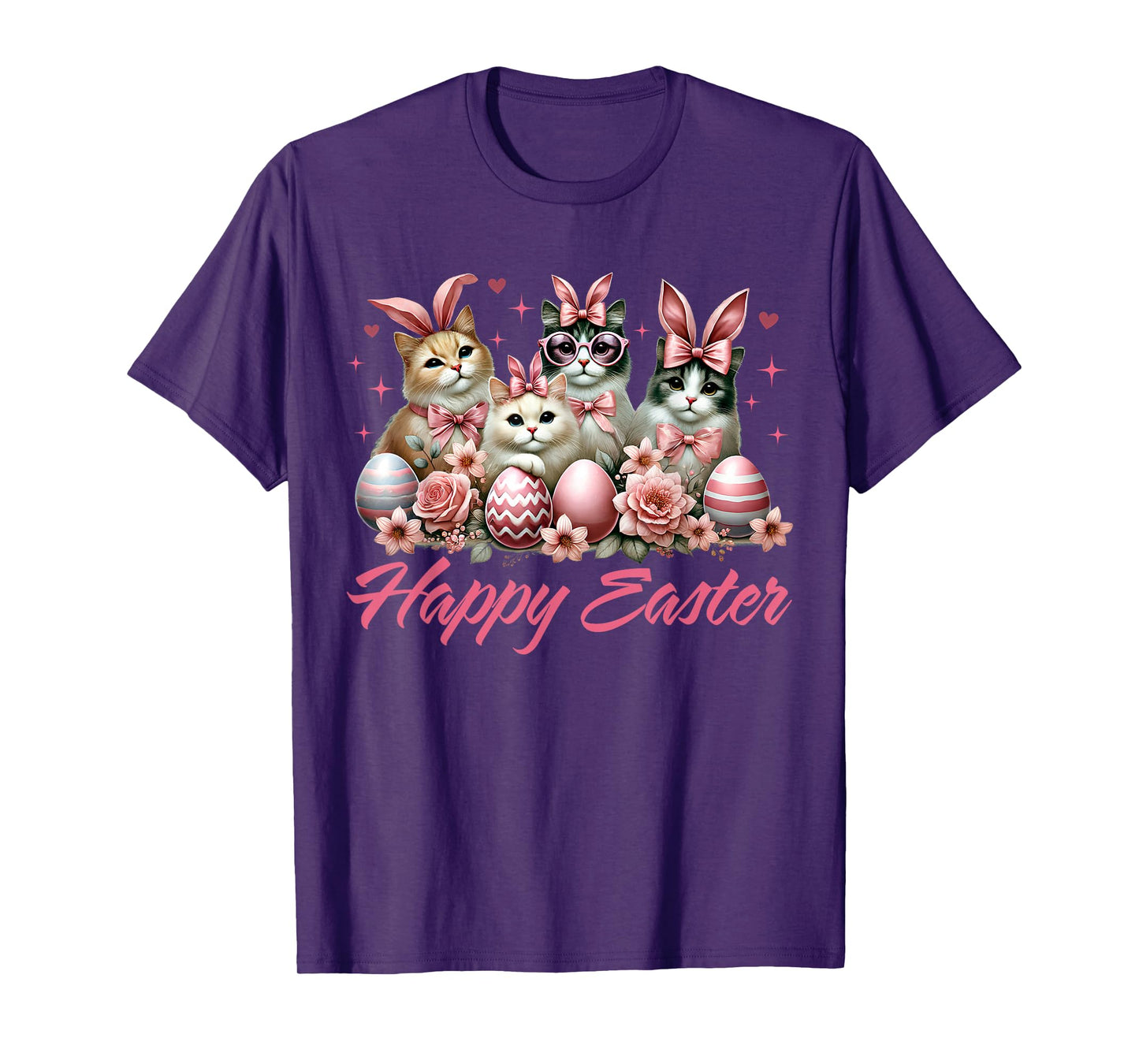 Cute Cat Bunny Happy Easter Cat Lover Kitty Rabbit Cat Mom T-Shirt