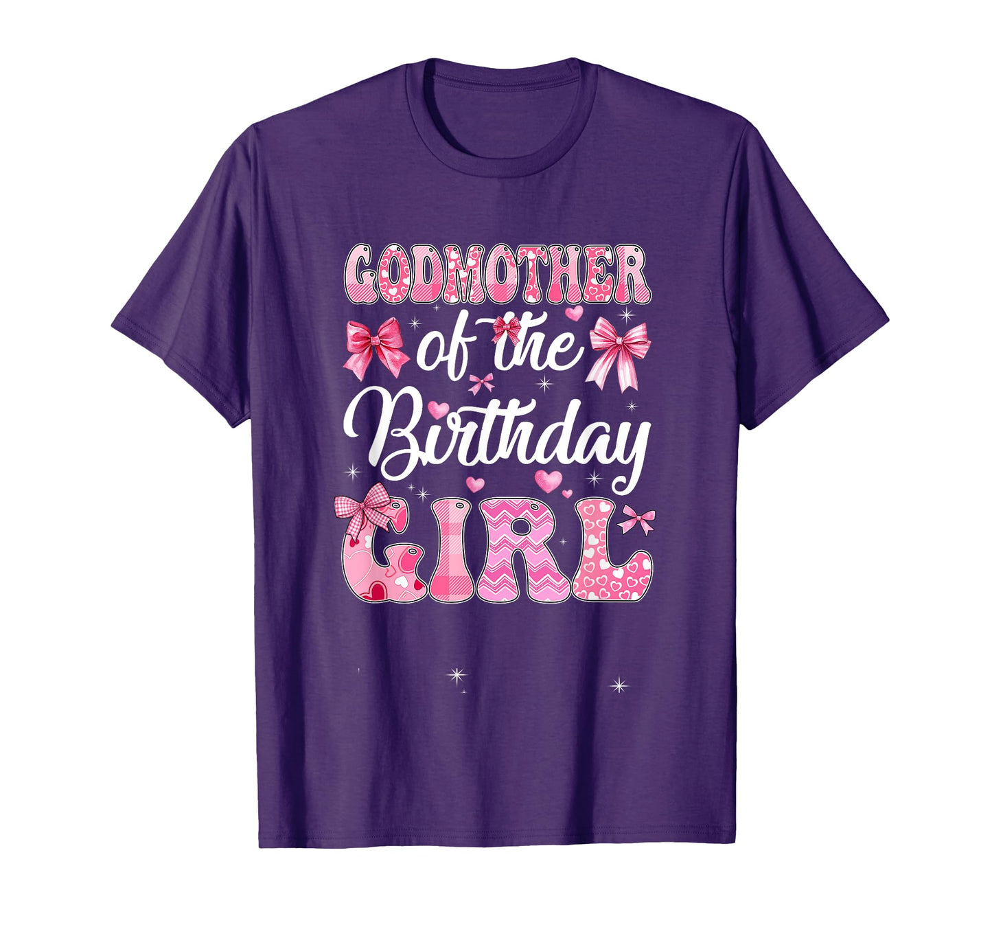 Godmother Of The Birthday Girl Family Pink Coquette Bow T-Shirt