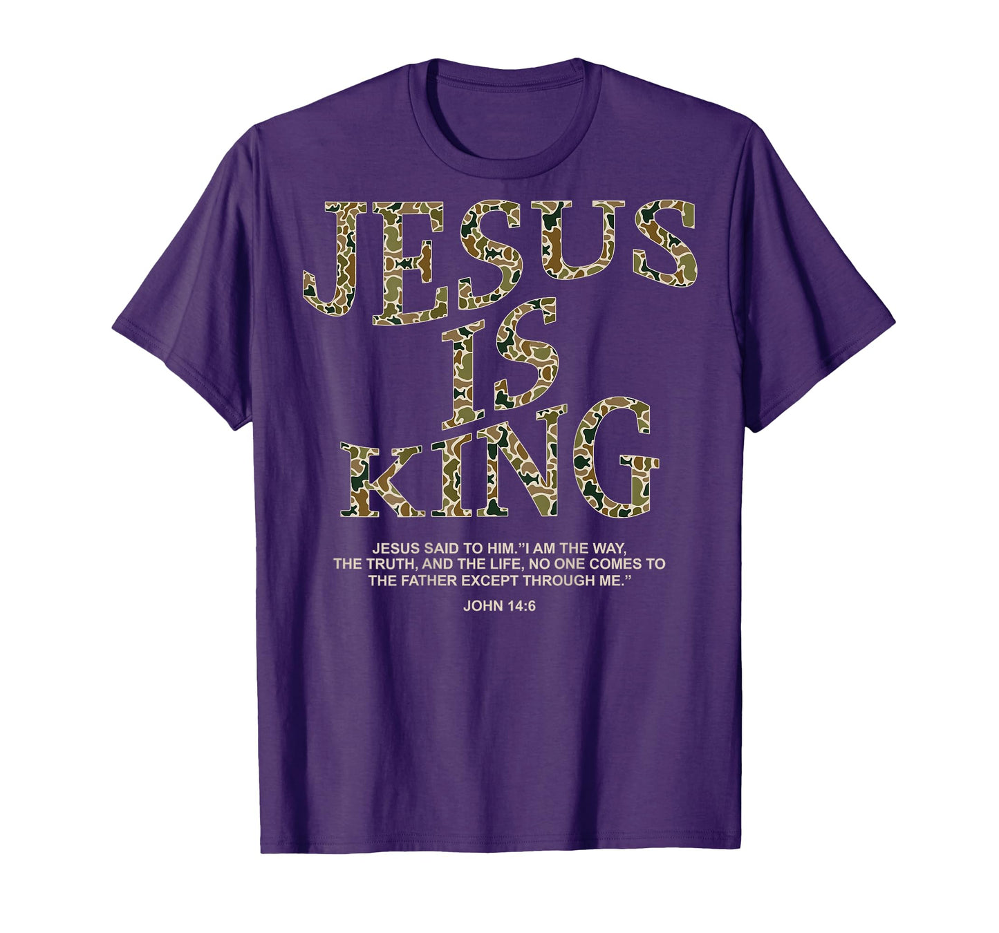 Jesus is King Camo Christian Cross God Faith Bible (on Back) T-Shirt
