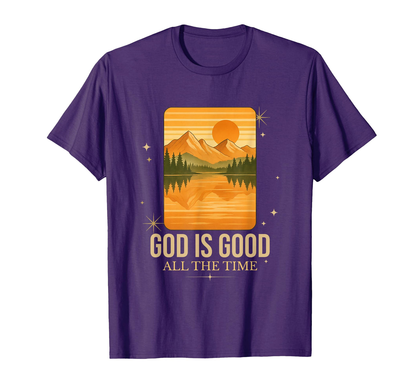 Vintage Retro Mountain Religious Faith Christian God Is Good T-Shirt