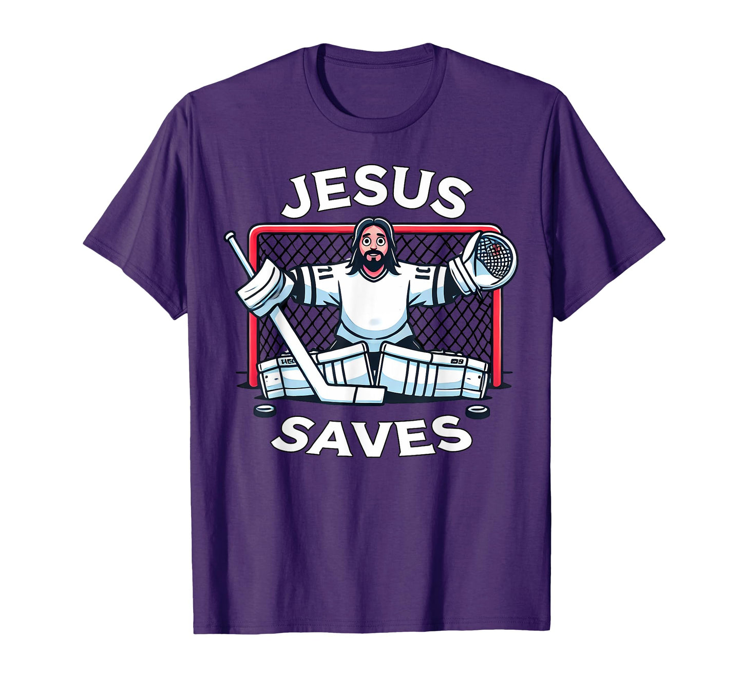 Funny Hockey Jesus Saves Goalie Sports Humor T-Shirt