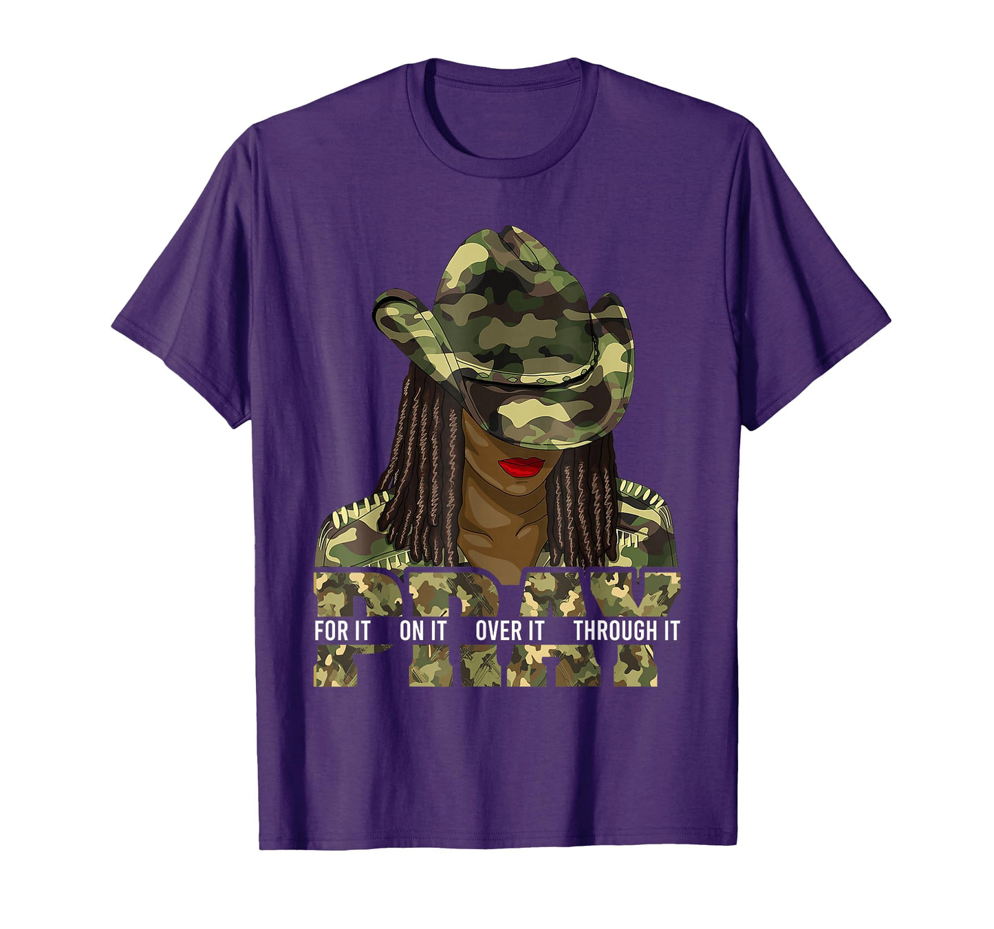 Pray On It Pray Over It Black Woman Afro Christian Sayings T-Shirt