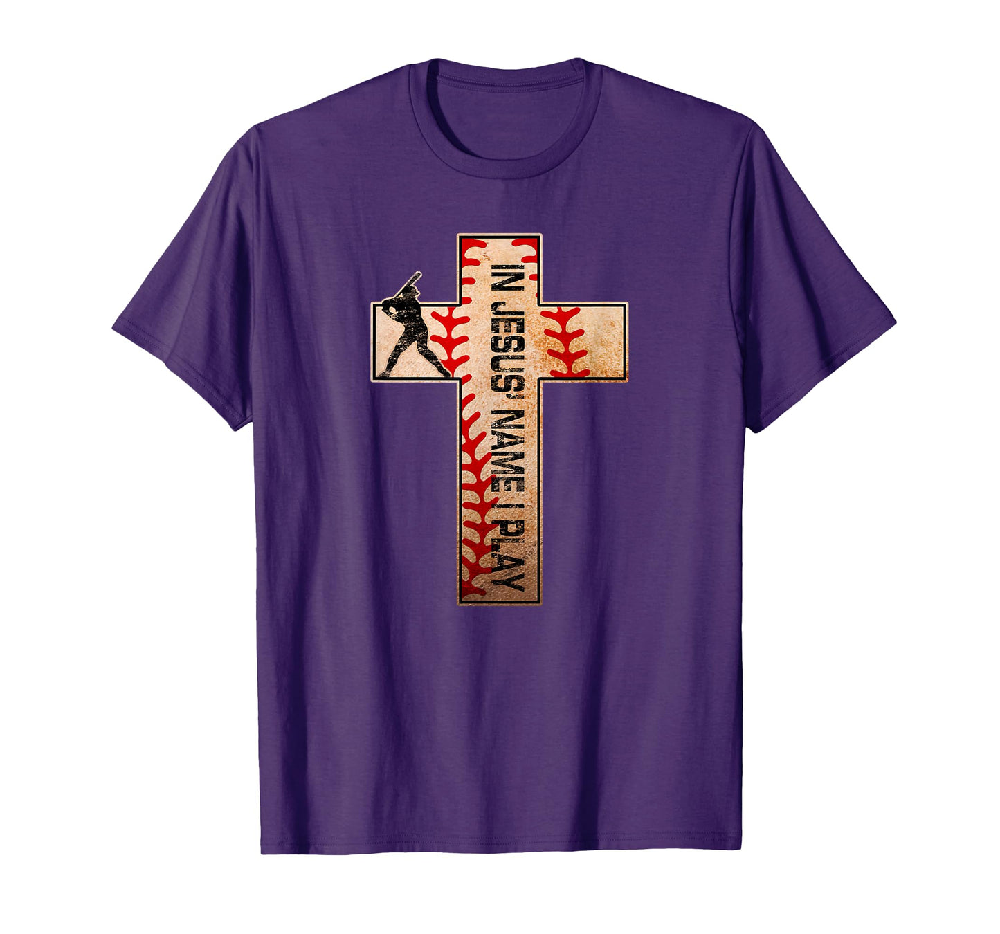 Baseball Laces Cross Jesus Name I Play Christian Faith God T-Shirt