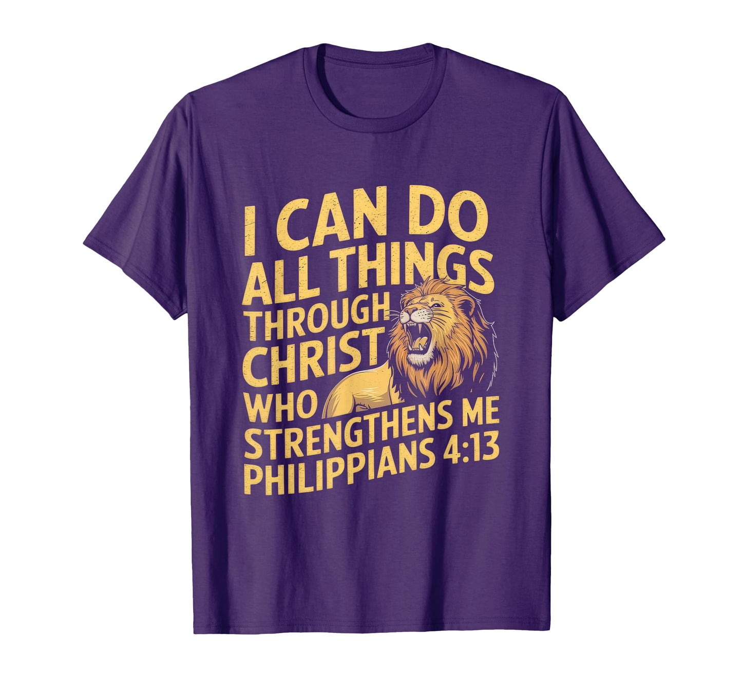 Christian Tshirt Philippians 4:13 Religious Lion Strengthens T-Shirt