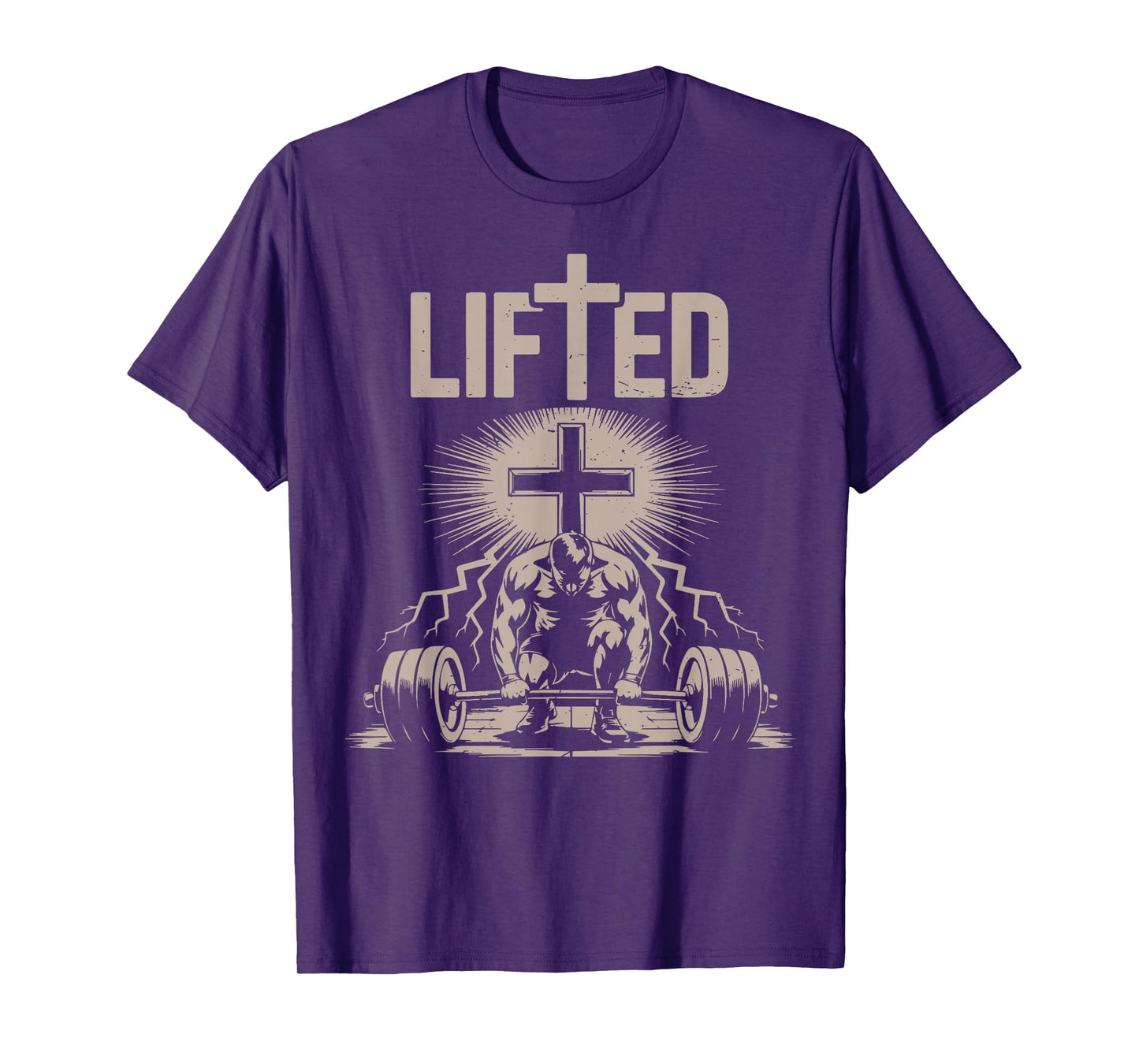 Lifted Funny Christian Workout Gym Jesus Weightlifting Cross T-Shirt