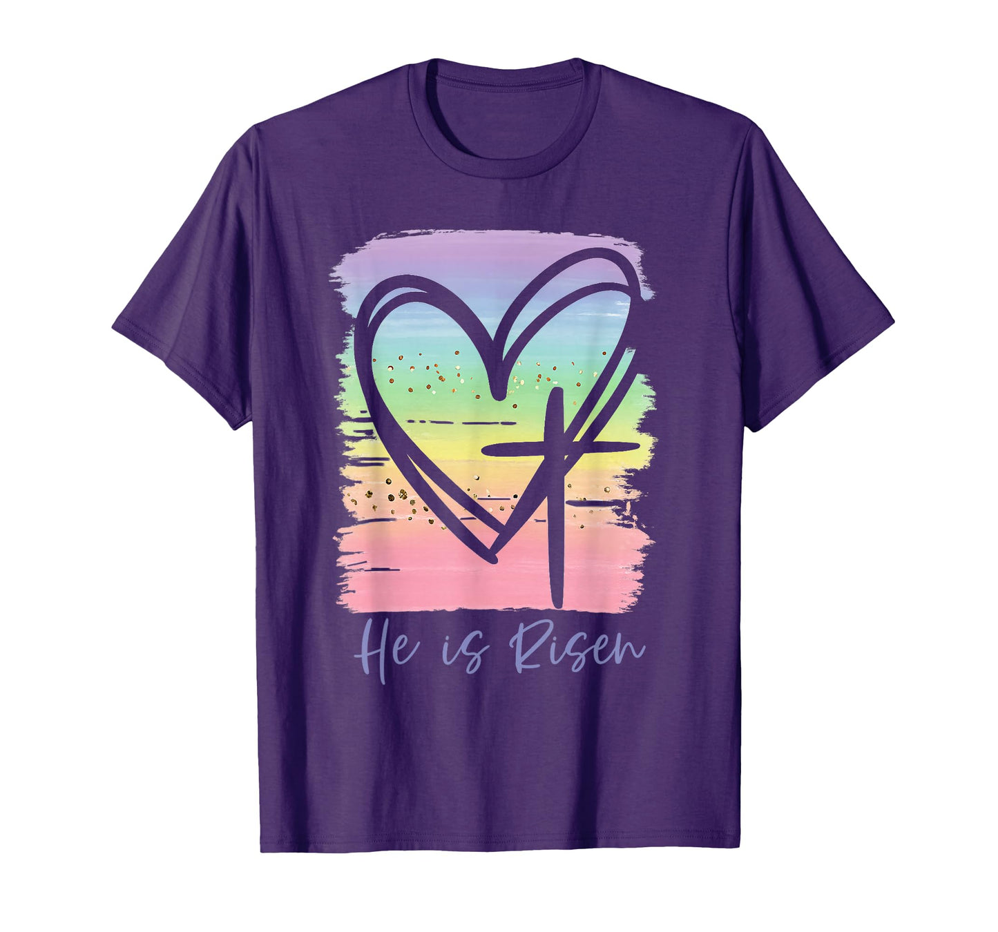 He is Risen Coloful Cross Heart Apparel T-Shirt