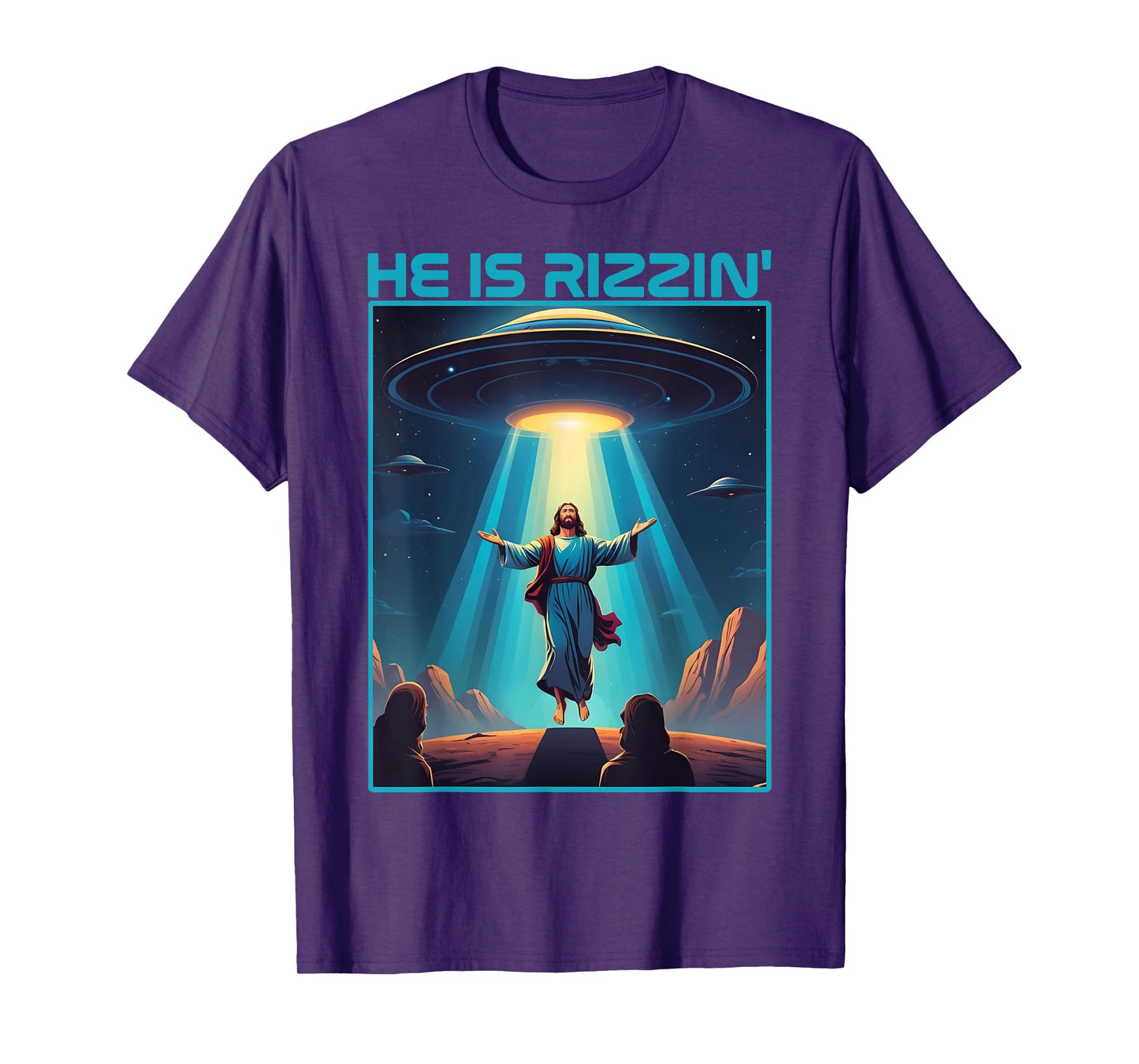 Funny jesus rizzin easter Ufo alien abduction space christ T-Shirt