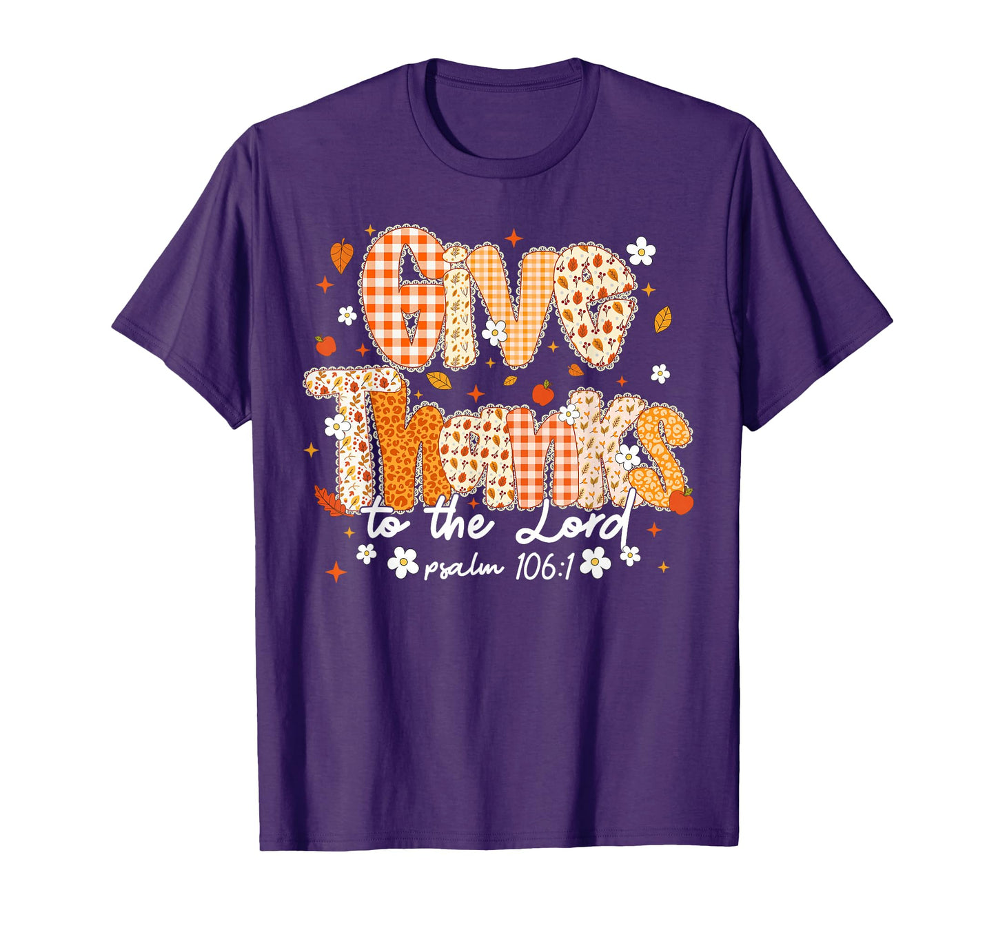 Give Thanks to The Lord Lace Christian Fall Autumn Girly T-Shirt