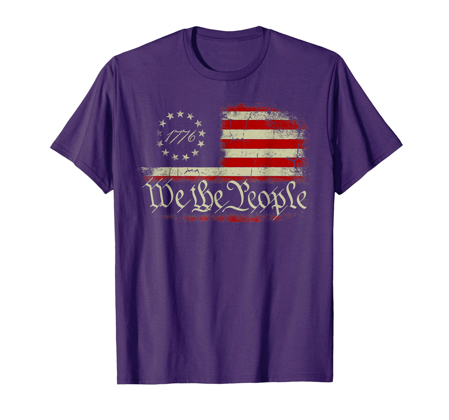 Vintage Old American Flag Patriotic 1776 We The People USA T-Shirt