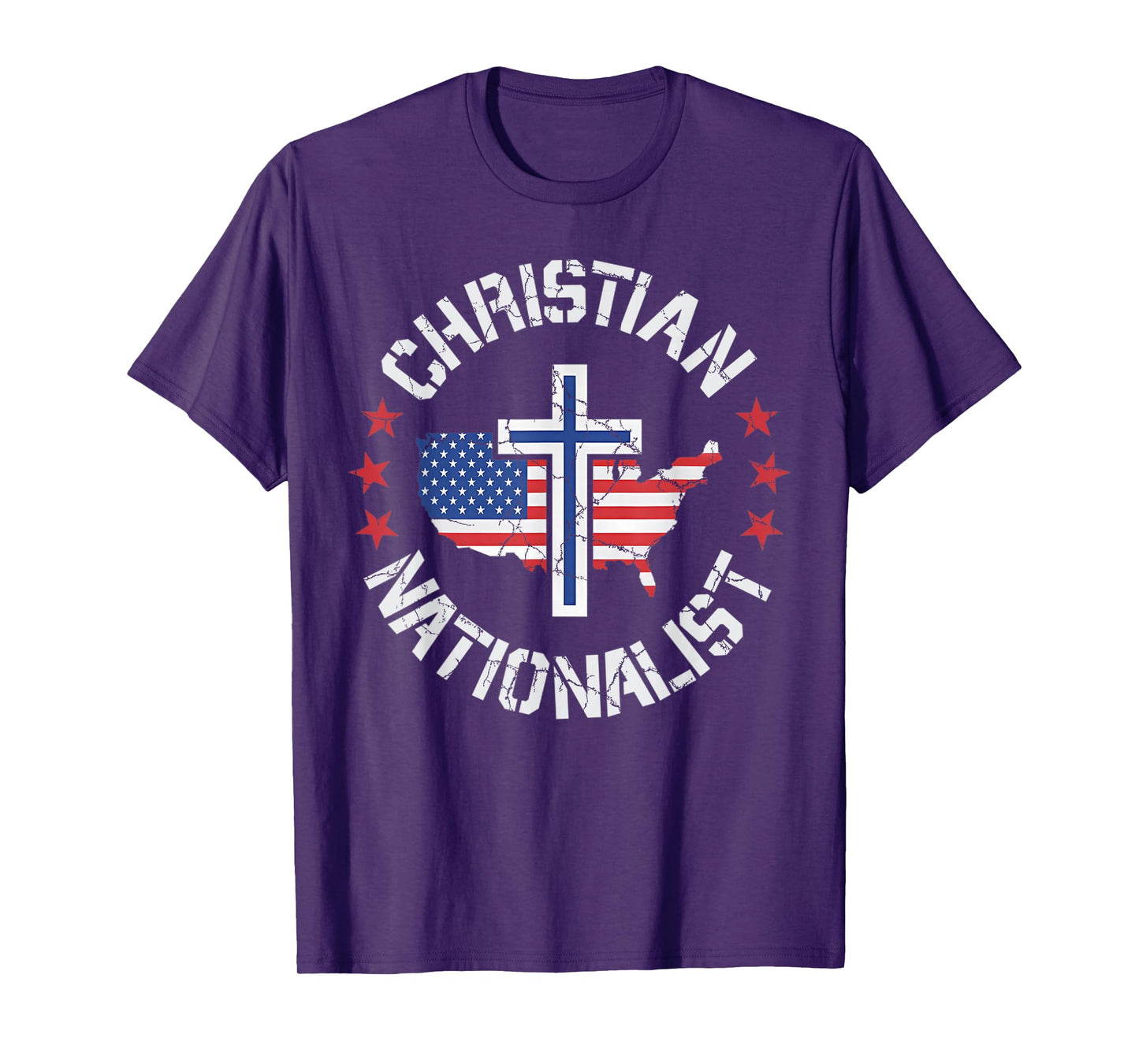Vintage Cross Christian Nationalist Jesus Christ USA Flag T-Shirt