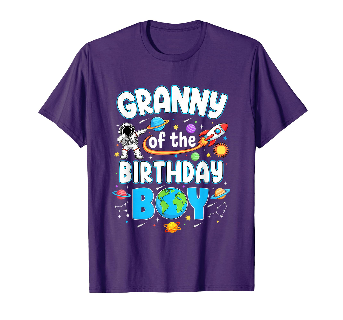 Granny Of The Birthday Boy Astronaut Family Space Planets T-Shirt