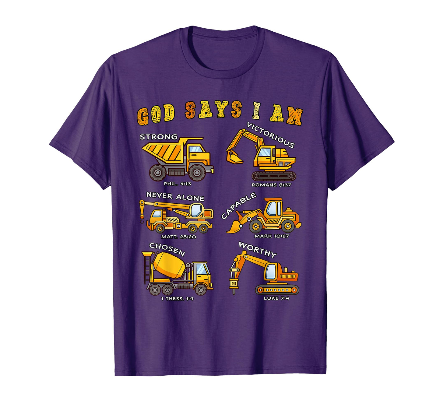 Toddler Kids God Says I Am Construction Bible Verse Truck T-Shirt