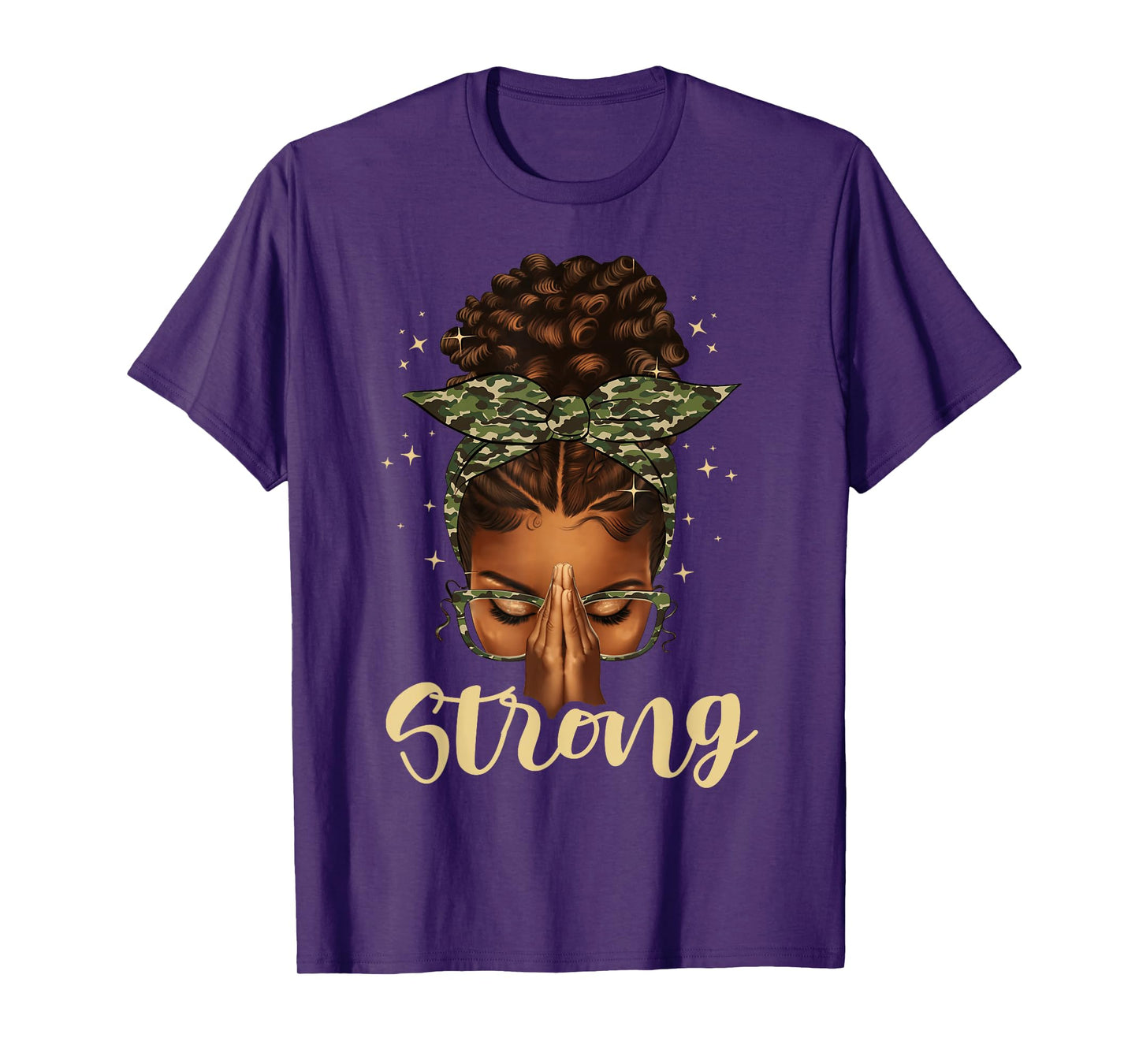 Strong Black Woman Praying Afro African American Christian T-Shirt