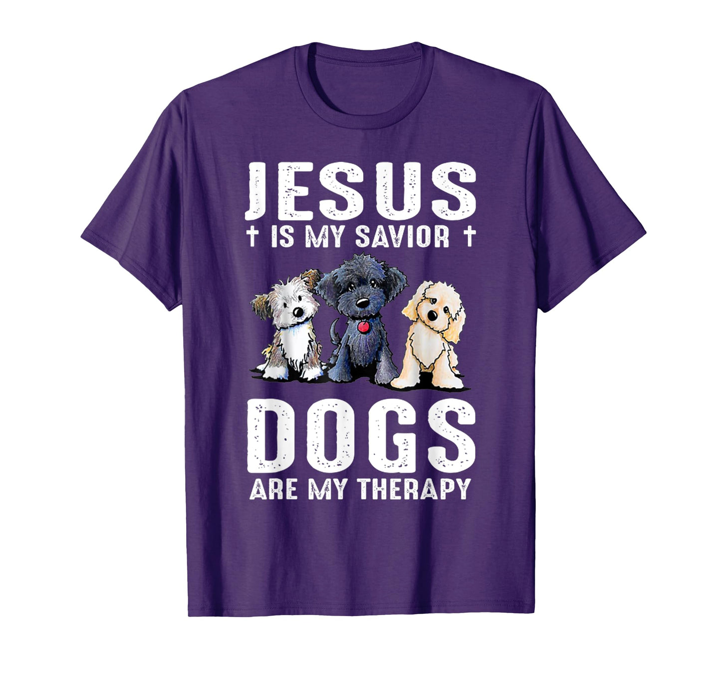 Vintage Jesus is My Savior Dogs are My Therapy Jesus Christ T-Shirt