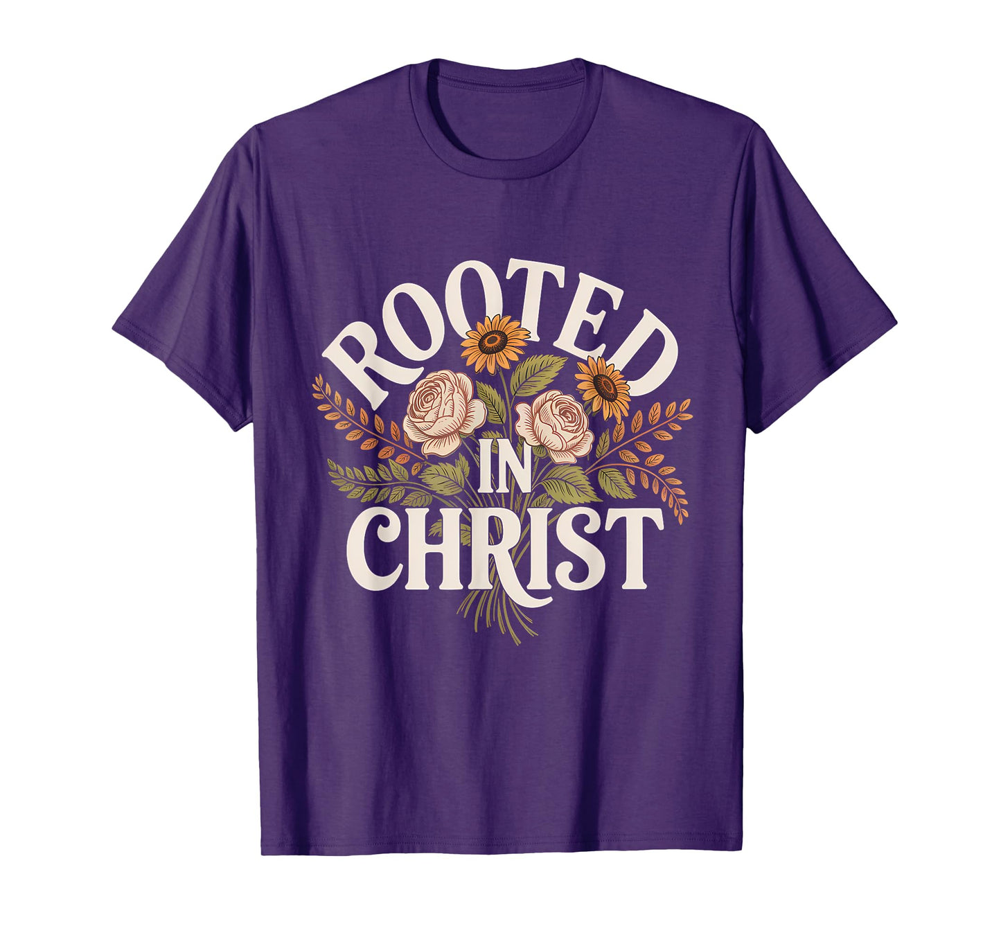 Rooted in Christ Christian Faith Jesus Cross T-Shirt