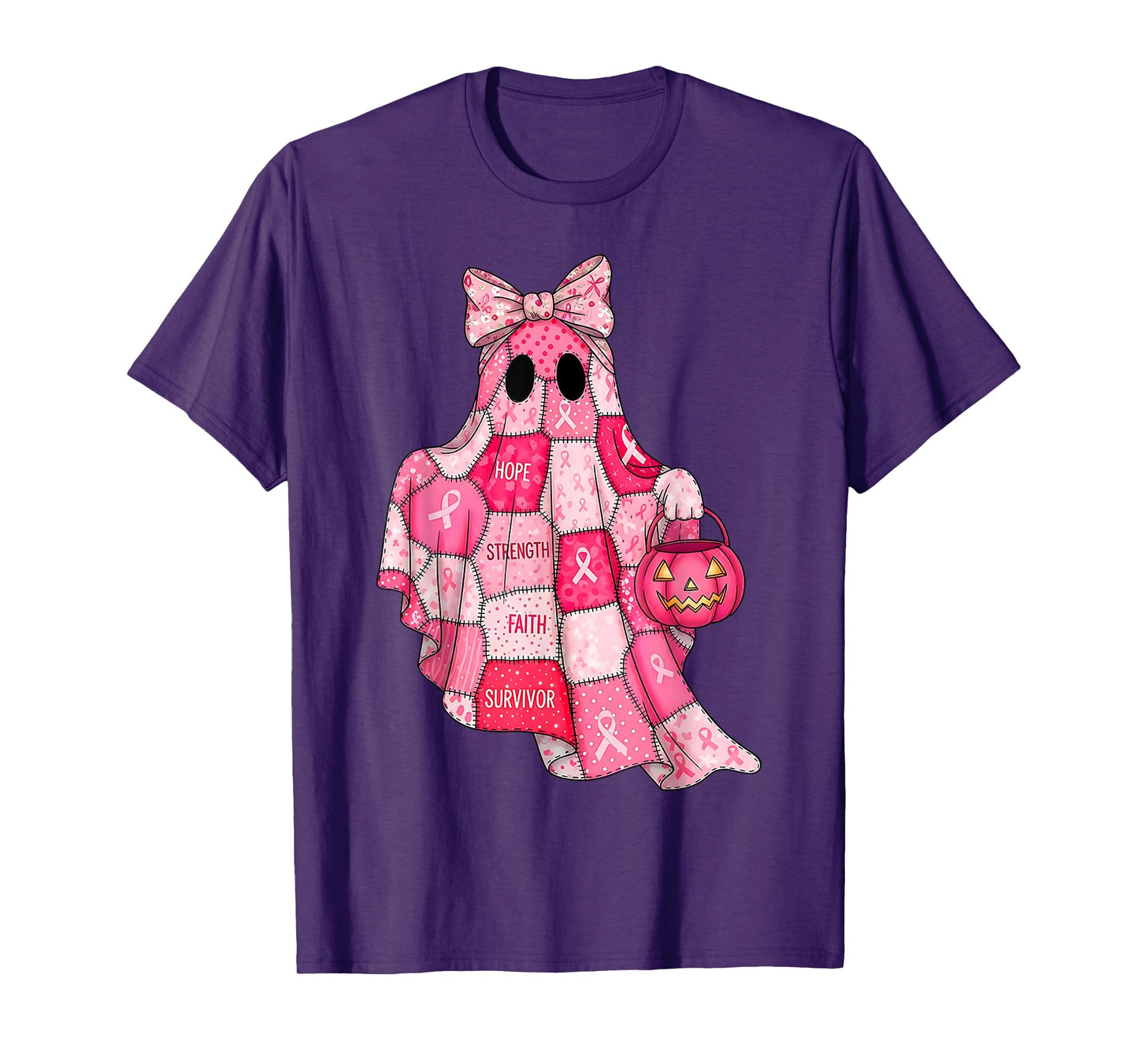 Breast Cancer Hope Strength Faith Survivor Ghost Wear Pink T-Shirt