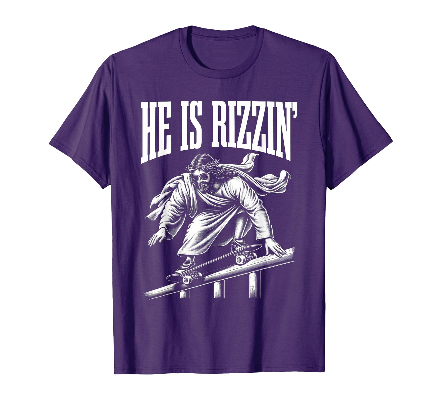 He Is Rizzin Funny Jesus Skateboard Meme T-Shirt