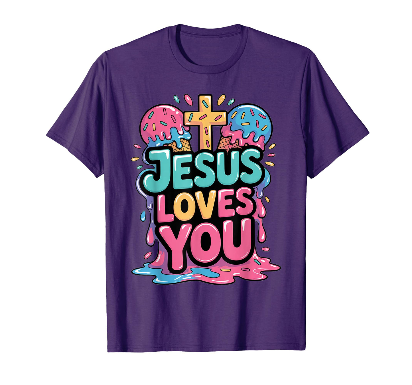 Jesus Loves You Ice Cream Christian Drip Kids Religious Boys T-Shirt